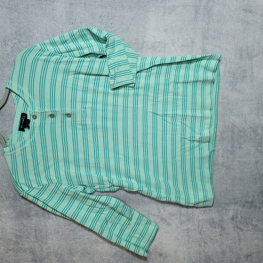 Denim&Co Green Fitted 3/4 Sleeve Polo
